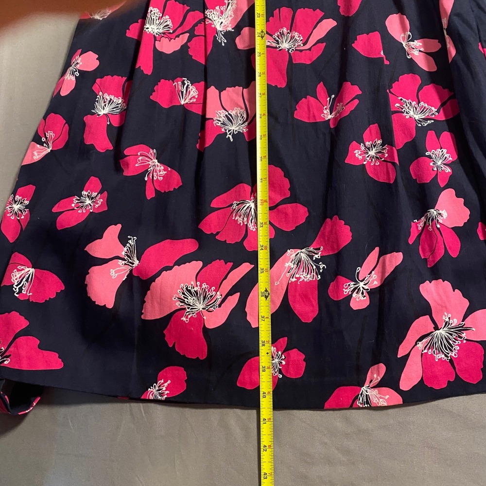 Anne Klein Navy Pink Floral Sleeveless Wrap Dress Size 10 Belted Fit Flare - Picture 9 of 9